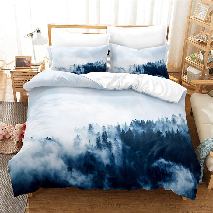 Printed Green Forest Bedding Set