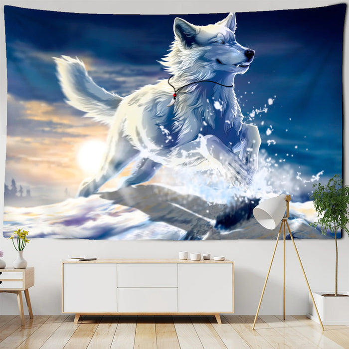 Snow Wolf Tapestry Wall Hanging Tapis Cloth