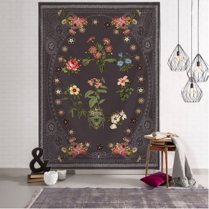 Hand Drawn Flowers Sketch Tapestry Wall Hanging Tapis Cloth