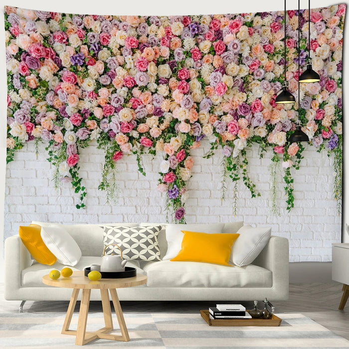 Flowers On The Wall  Tapestry Wall Hanging Tapis Cloth