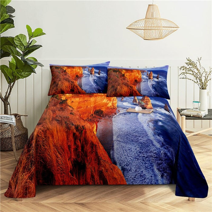 3 Sets Beautiful Seaside Pillowcase Bedding