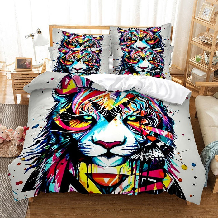 3D Colorful Tiger Printed Bedding Set