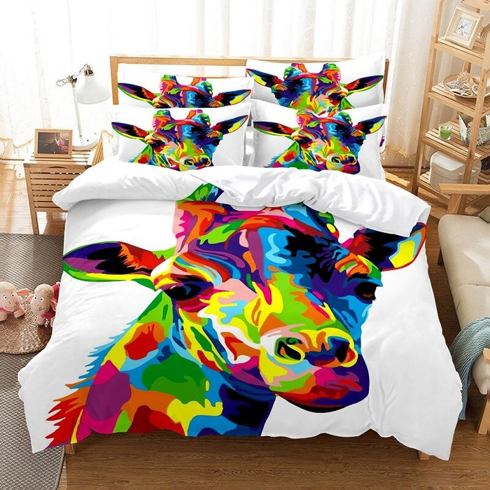 Multicolor Abstract Camel Print Duvet Cover Set