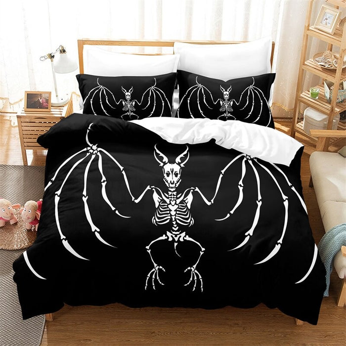 Black Butterfly-Pattern Duvet Cover And Pillowcase Set