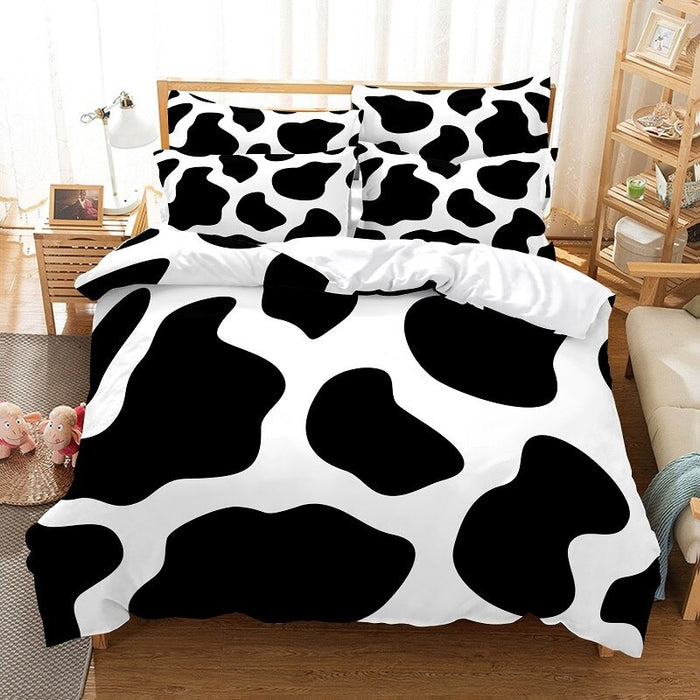 Black White Cow Texture Digital Printed Bedding Set