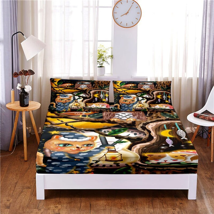 Cartoon-Animal Digital Printed Polyester Bedding And Pillowcases Set