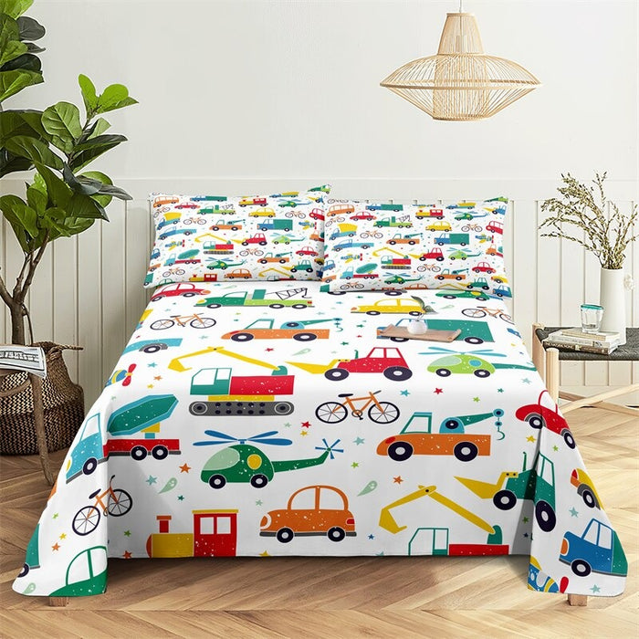 Cartoon Pattern Complete Bed Sheets And Pillowcases Set