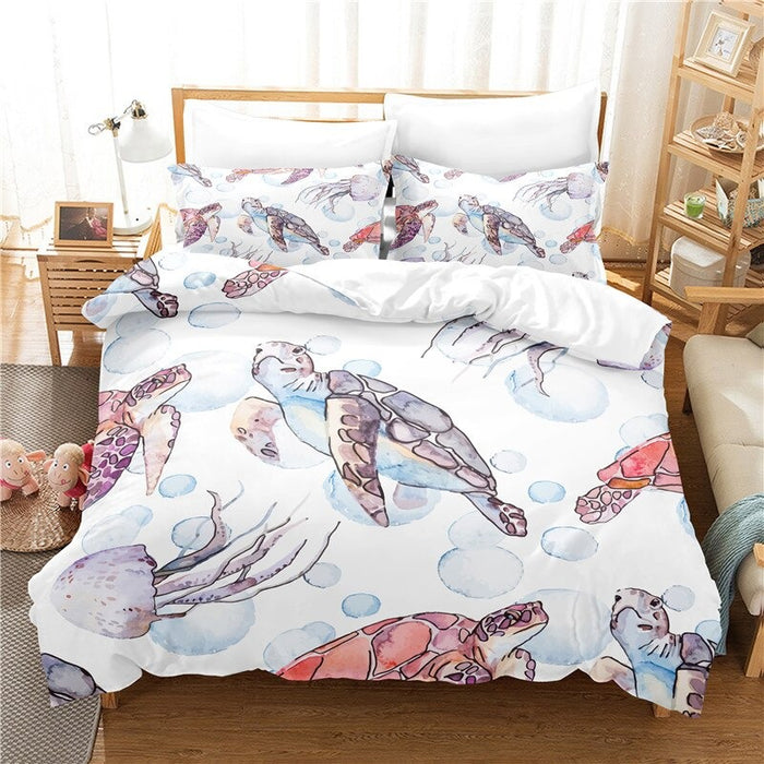 Cartoon Turtle Digital Printed Bedding Set