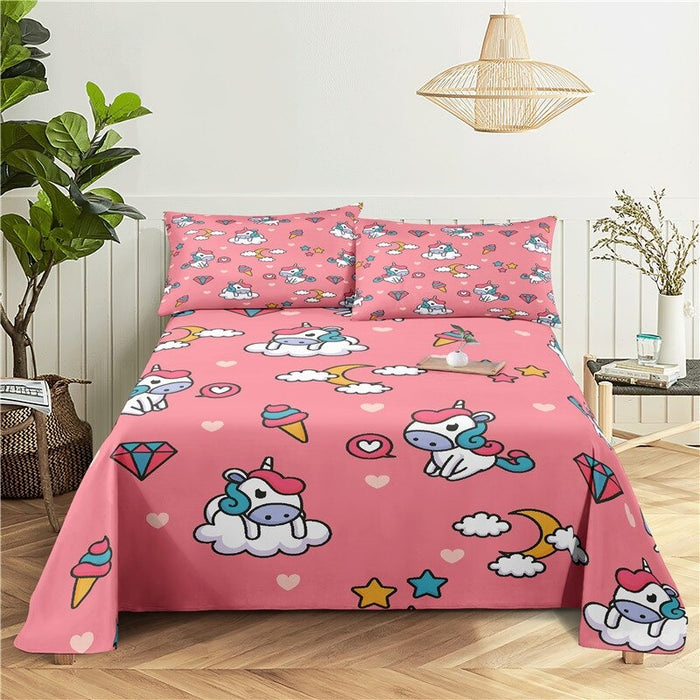 2 Sets Cartoon Unicorn Pillowcase Bedding