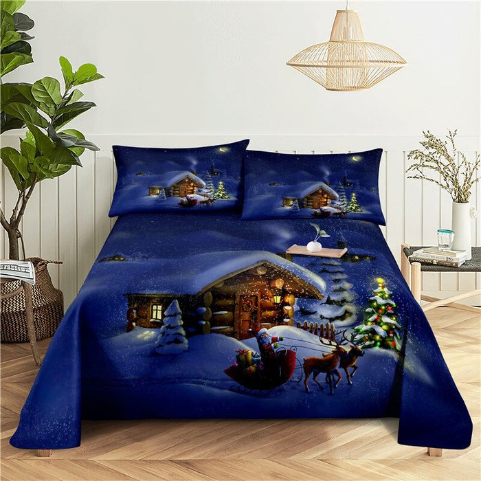 2 Sets Christmas Printing Bedding Set