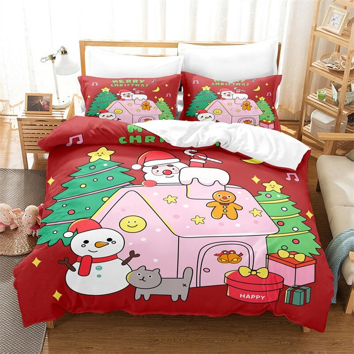 Santa Themed Duvet Cover And Pillowcase Bedding Set