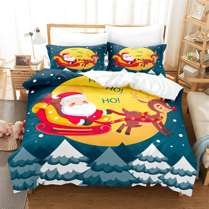 Christmas Snow Themed Duvet Cover And Pillowcase Bedding Set