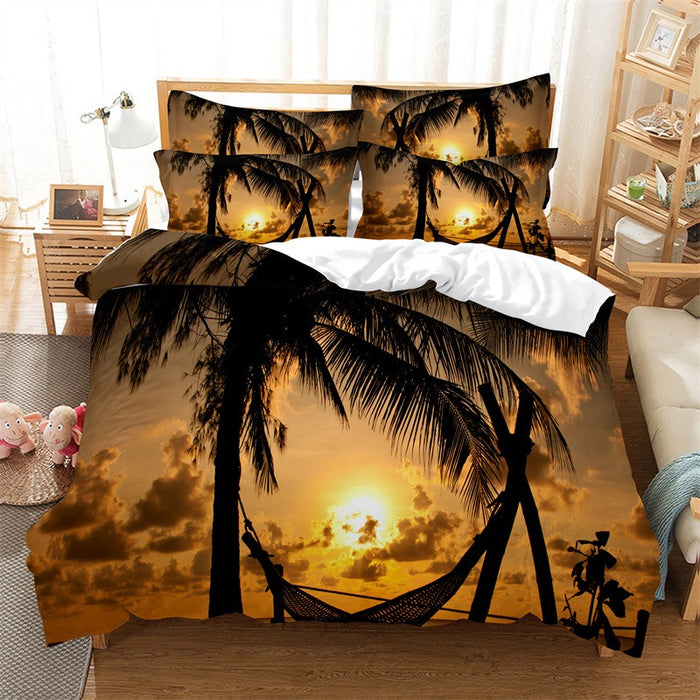 Coconut Tree  Printed Bedding Set