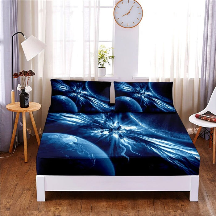 Cosmic Planets Digital Printed Mattress Cover