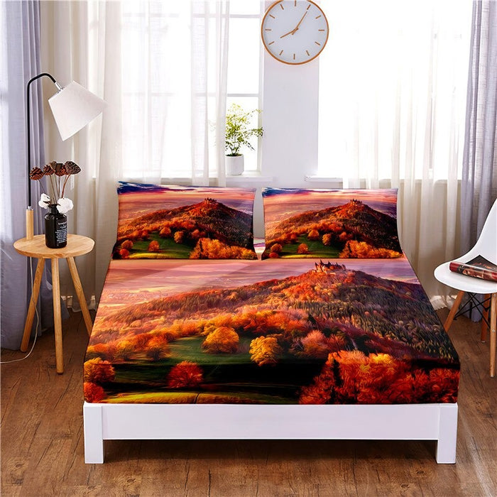 Oil Painting Digital Printed 3pc Polyester Bedding Set