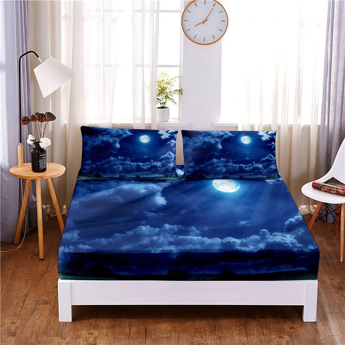 Night Scene Digital Printed 3pc Polyester Bedding Set