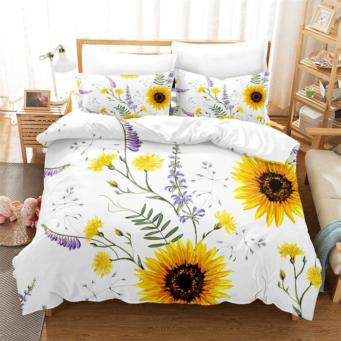 Flower Pattern Duvet Cover And Pillowcase Bedding Set