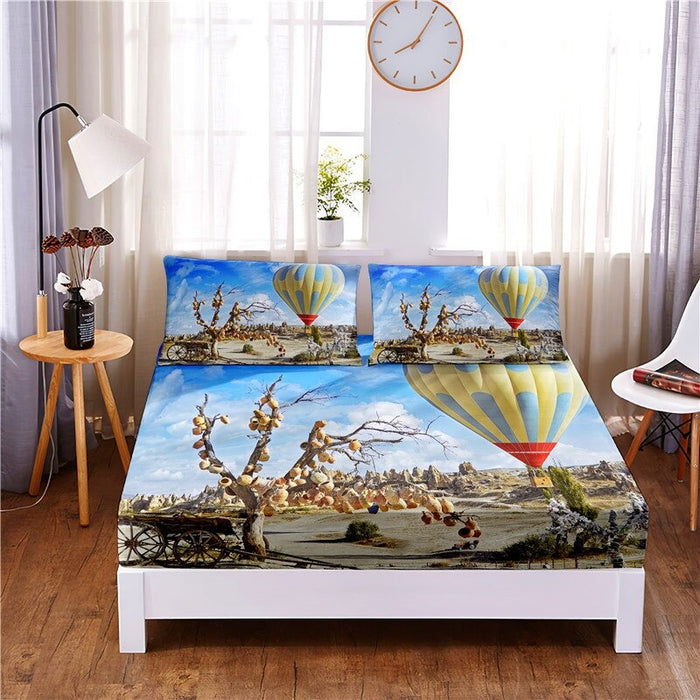 Hot Air Balloon Digital Printed 3 Pc Bedding Set