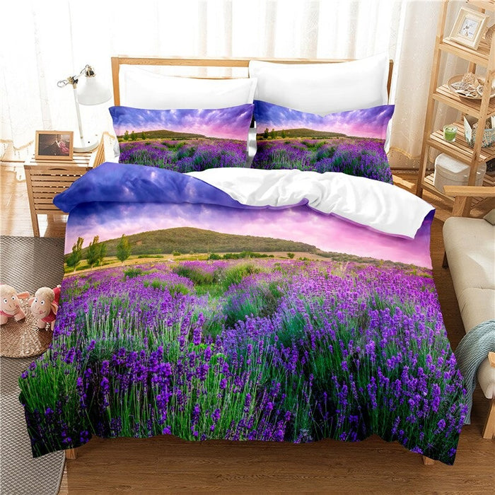 Lavender Flower Digital Printed Bedding Set