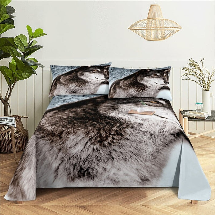 3 Sets Wolves Printed Bedding