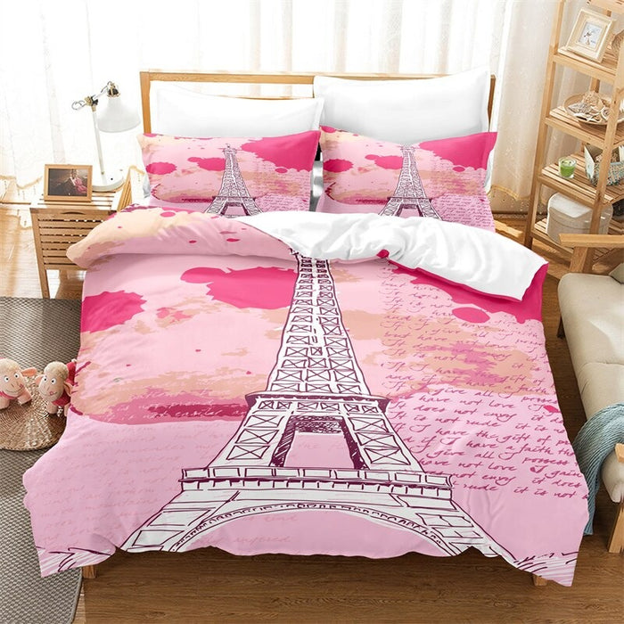 Eiffel Tower Print Bedding Set