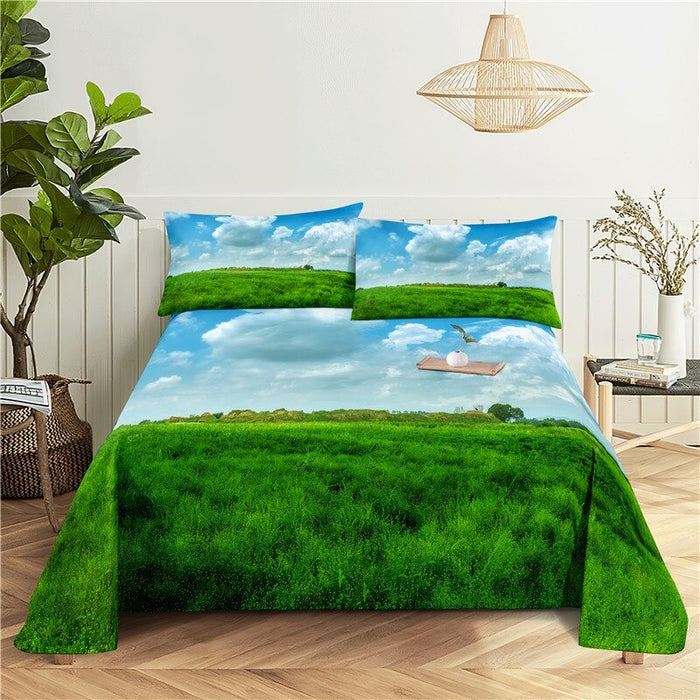 Green Scenery Print Bedding Sheet