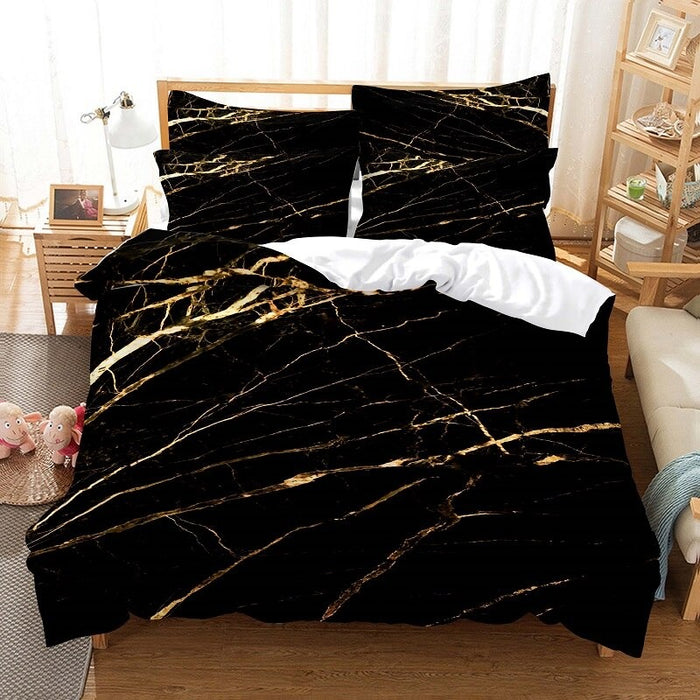 Black Gold Irregular Printing Duvet Cover Bedding Set