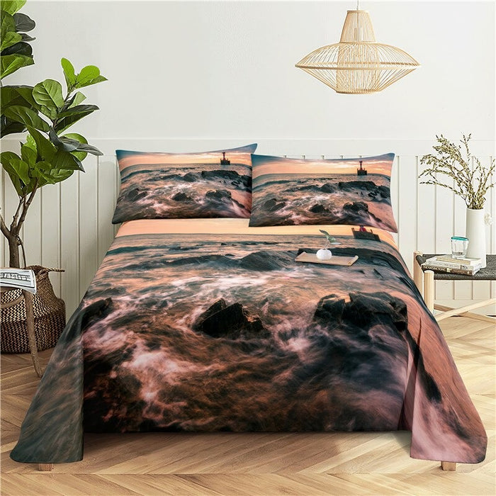 Coastal Scenery Printed Bedding Set