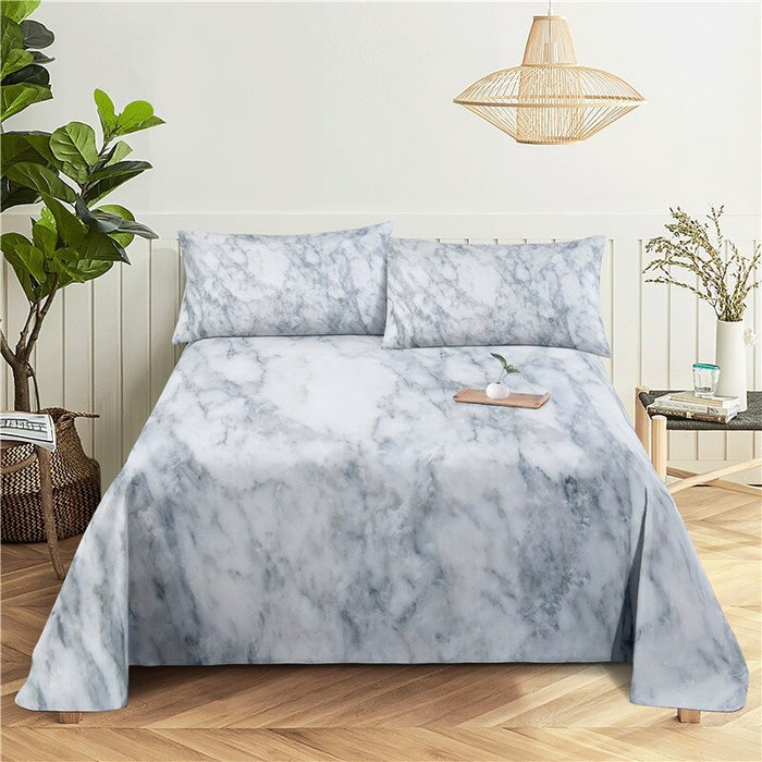 3D Marble Print Bed Sheet Set
