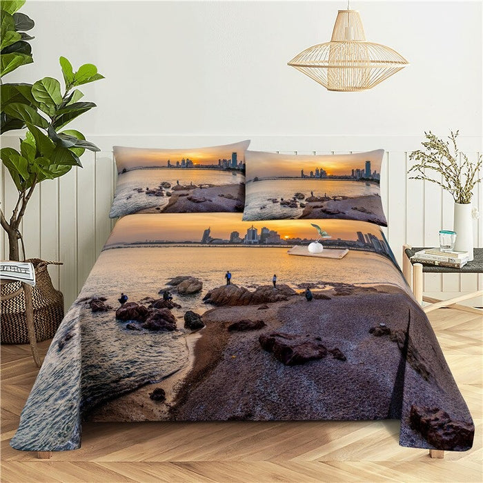 Coastal Scenery Printed Bedding Set