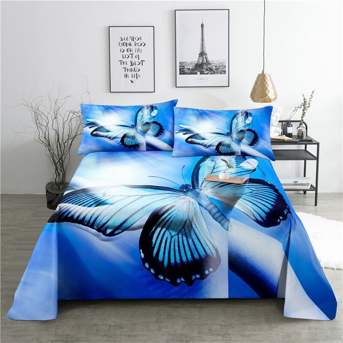 Colorful Butterfly Bed Flat Bedding Set