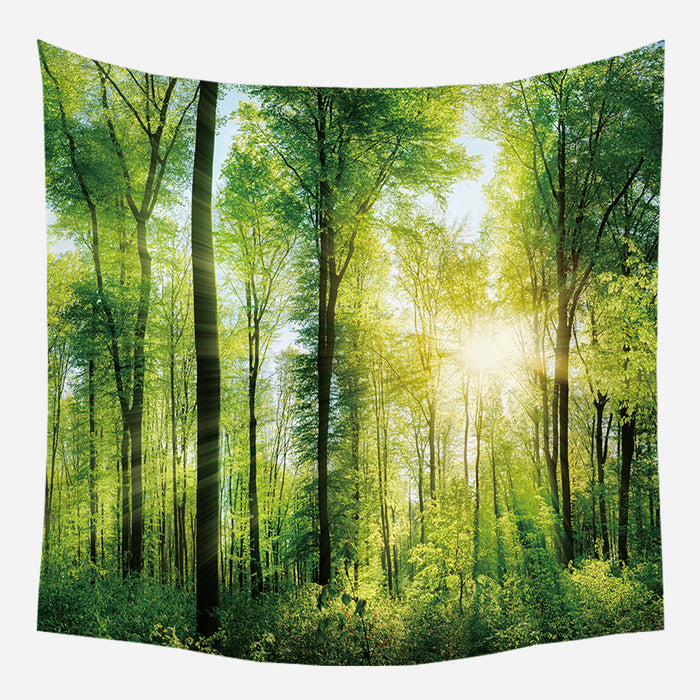 Forest Morning Sunlight Tapestry Wall Hanging Tapis Cloth