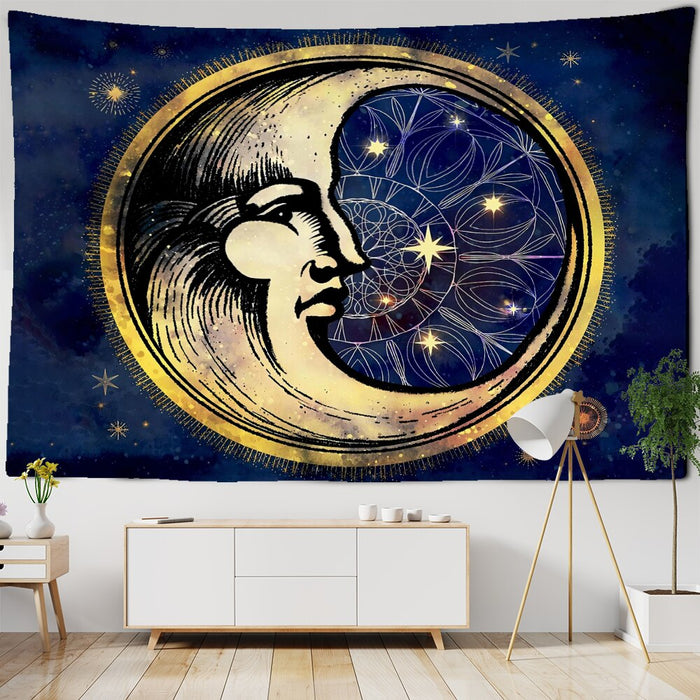 Psychedelic Moon Tapestry Wall Hanging Tapis Cloth
