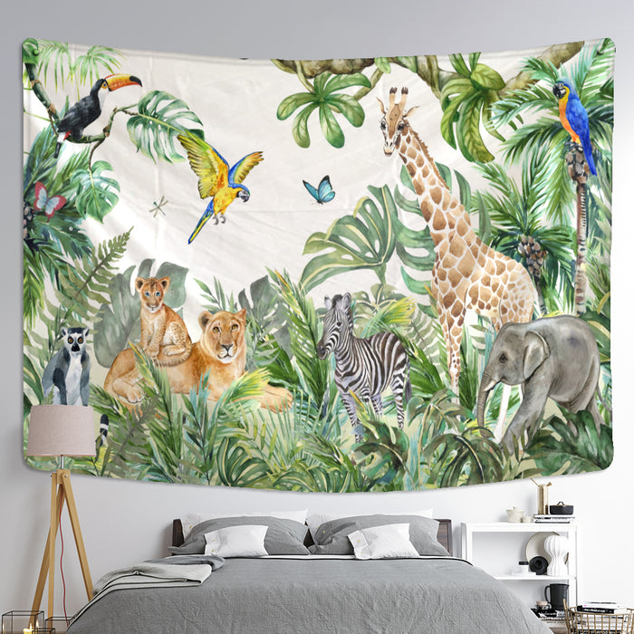 Tropical Rainforest Animal Tapestry Wall Hanging Tapis Cloth