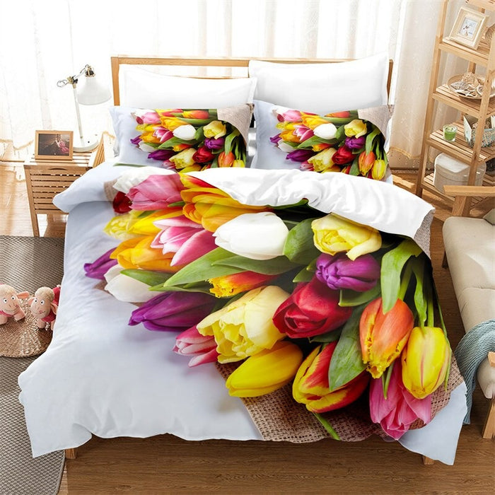 Flowers Design Digital Printed Bedding Set