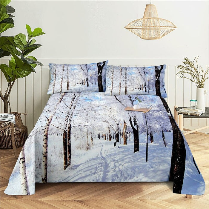 Beautiful Snow Printing Bedding Set
