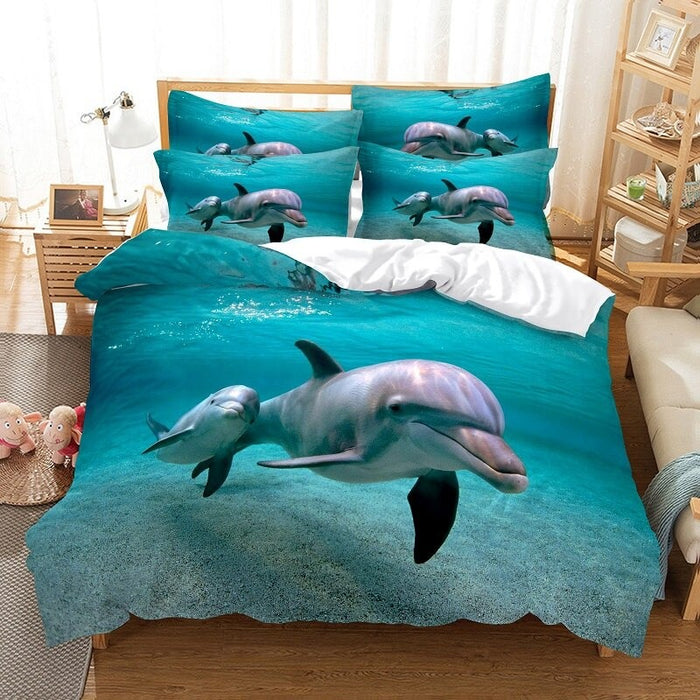 Blue Ocean Pattern Duvet Cover And Pillowcase Complete Set