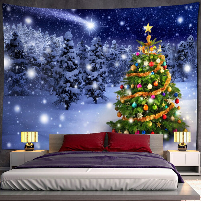 Night View Christmas Tree Tapestry Wall Hanging Tapis Cloth