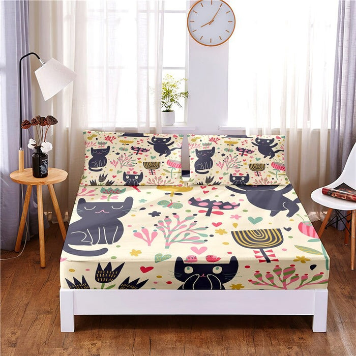 Cartoon-Animal Digital Printed Polyester Bedding And Pillowcases Set