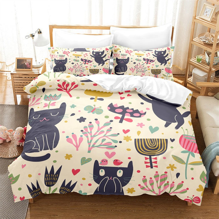 Colorful Cartoon Animals Printed Bedding Set