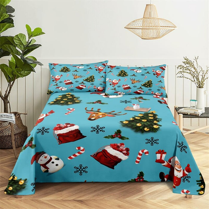 Christmas Themed Complete Bed Sheets And Pillowcases Set