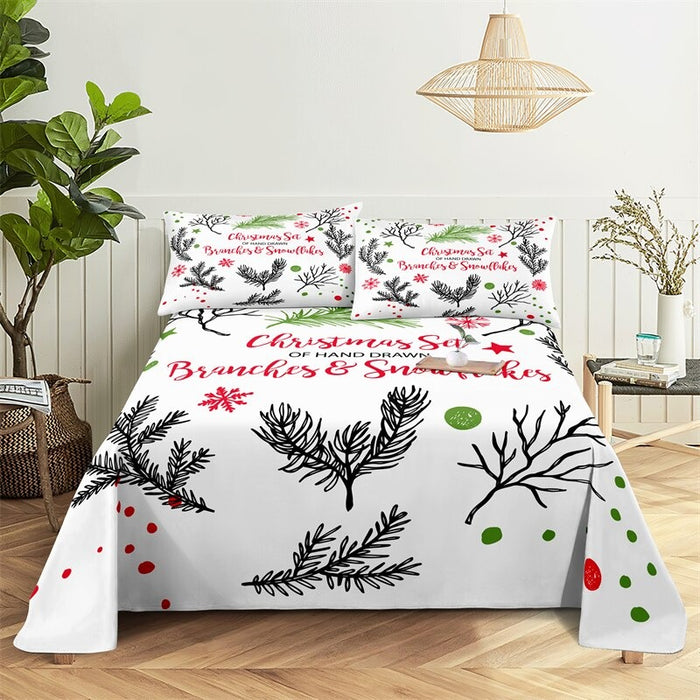 Christmas Snowman Themed Bed Sheets And Pillowcases Set