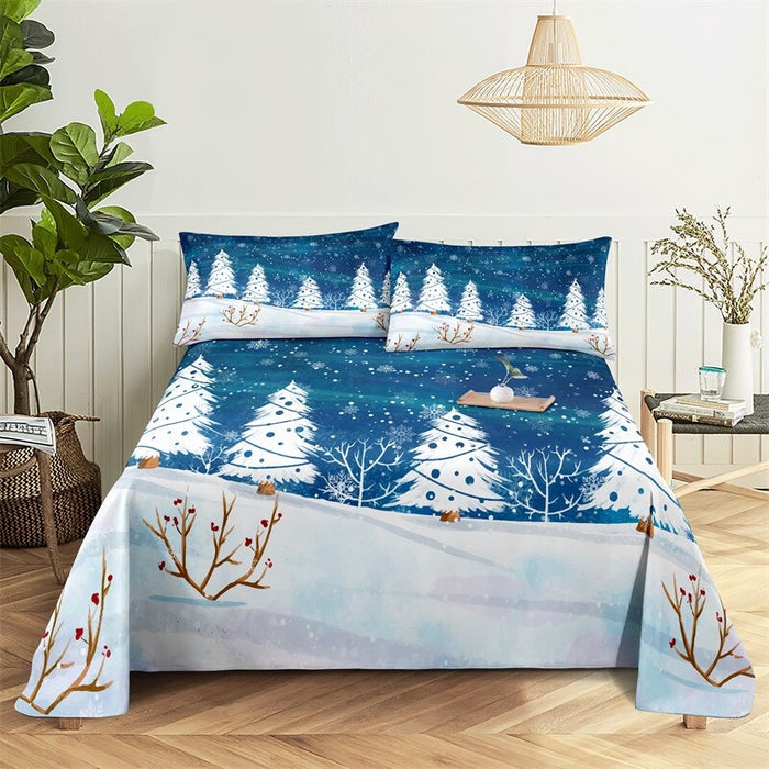 Christmas Pattern Complete Bed Sheets And Pillowcases Set