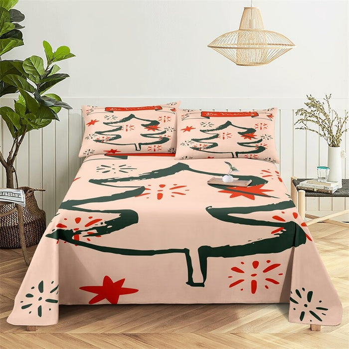 Christmas Themed Bed Sheets And Pillowcases Set