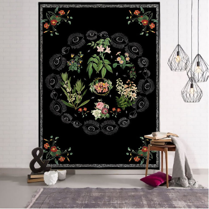 Hand Drawn Flowers Sketch Tapestry Wall Hanging Tapis Cloth