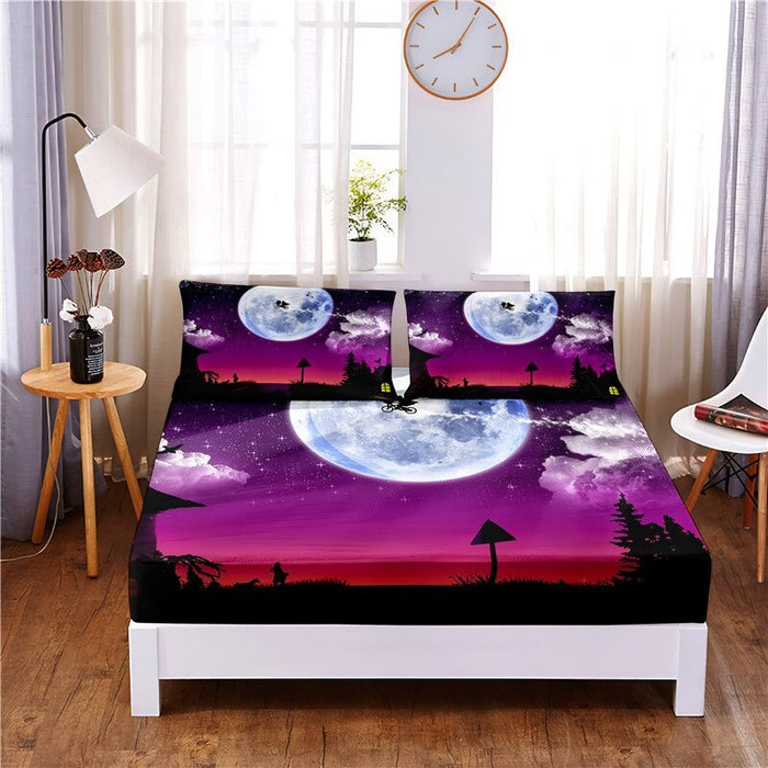 Night Scene Digital Printed 3pc Polyester Bedding Set