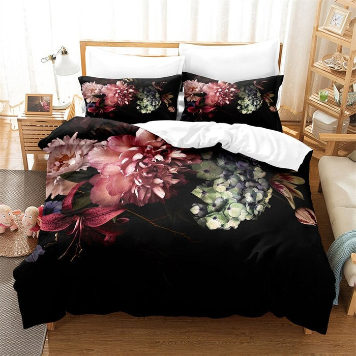 Flower Pattern Duvet Cover And Pillowcase Bedding Set