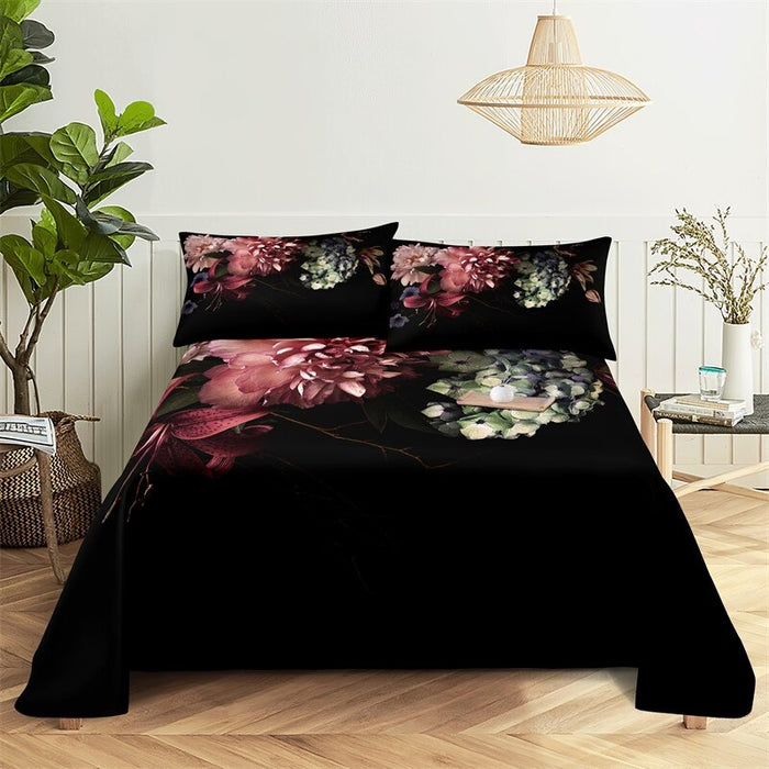 Flower Pattern Complete Bed Sheets And Pillowcases Set