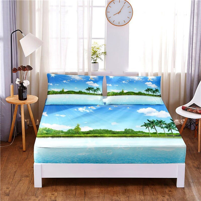 Lake Digital Printed Fitted Sheet Mattress Cover