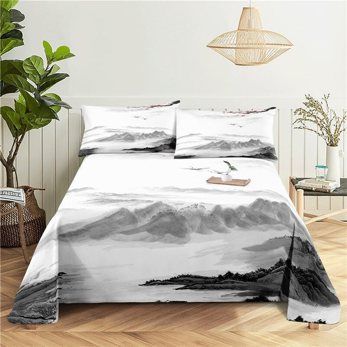 3 Sets Landscape Painting Pillowcase Bedding